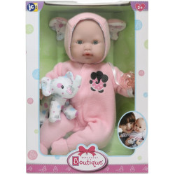 Berenguer 30029 - różowa lalka ze słonikiem - eleganckie pudełko na prezent