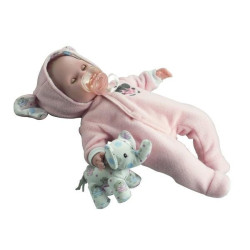 Berenguer 30029 - Pink Noni doll, with a soft belly and an elephant