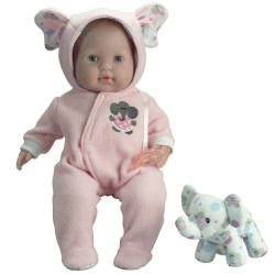 JC Toys 30029 - Pink Noni doll, with a soft belly and an elephant