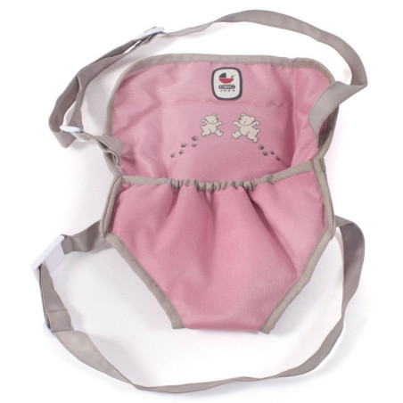 Baby doll carrier with suspenders, pink, in a teddy bear - Bayer Chic 782 36