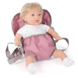Nosidełko dla lalki na szelkach, różowe, w misie - Bayer Chic 782 36