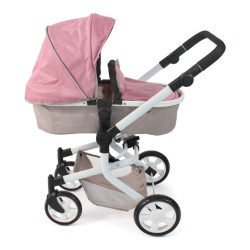 Wózek dla lalek kombi MIKA, różowy, w misie - Bayer Chic 595 36