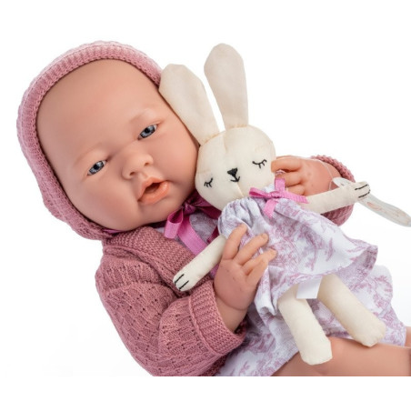 Spanish baby doll - pink puppet and rabbit - Berenguer 18067