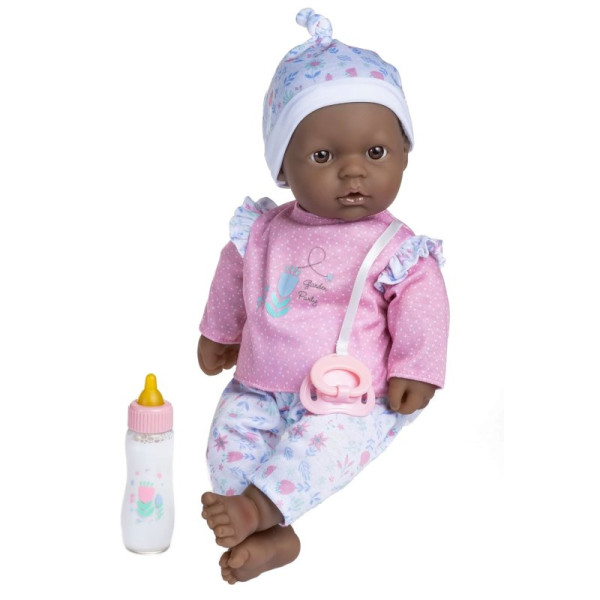 La Baby 40 cm Soft Body Baby Doll Pink 3 Piece Outfit Pacifier & Magic Bottle. African American