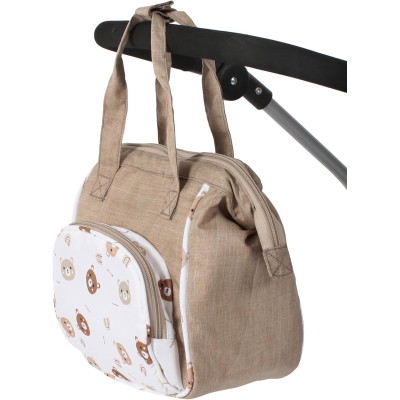 Bayer Chic 854 63 - Big diaper bag for a doll stroller, beige, with a teddy bear