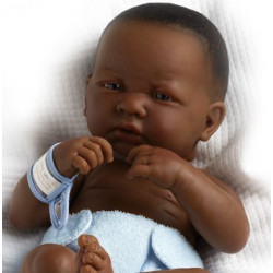 Realistic Newborn Black Baby Boy Doll - 38 cm long