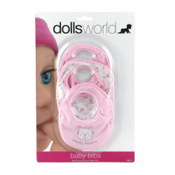 Baby bibs in Pink for baby dolls - Dolls World 8714
