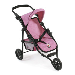 Trójkołowy wózek dla lalek - Spacerówka - Denim Pink - bayer Chic 612 70