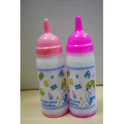 Magic milk bottle for baby dolls - pink