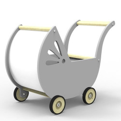 Drewniany wózek dla lalki - popiel
