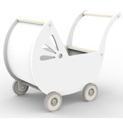 Drewniany wózek dla lalki - biały