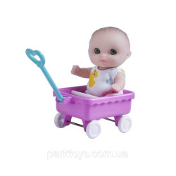 Small Mini Nursery Doll 14 cm - in a stroller - JC Toys 16912