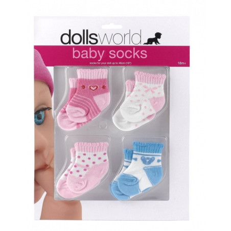Four pair of socks for baby dolls up to 46 cm - Peterkin Dolls World