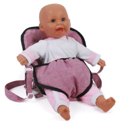 Nosidełko dla Lalki na szelkach, kolor Jeans Pink - Bayer Chic 2000