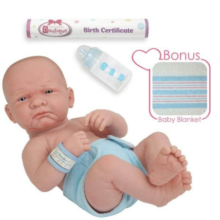 La Newborn Baby Doll "First Day" Real Boy - 38 cm
