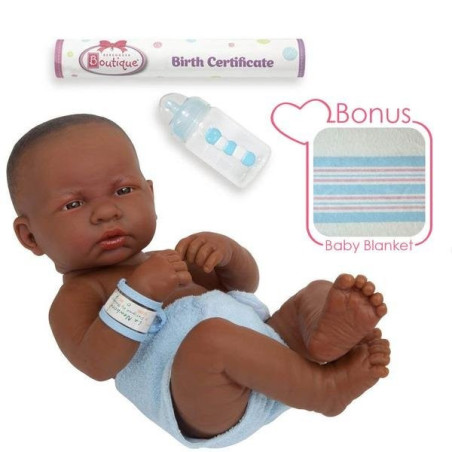 Realistic Newborn Black Baby Boy Doll - 38 cm long