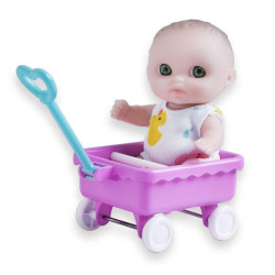 Small Mini Nursery Doll 14 cm - in a stroller - Berenguer 16912