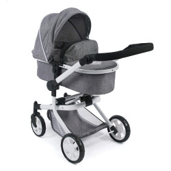Big pushchair for dolls up to 52 cm. Bayer Chic 595 70 Jeans Pink