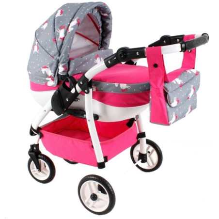 A modern sports stroller for dolls - pink and gray - sport Lily