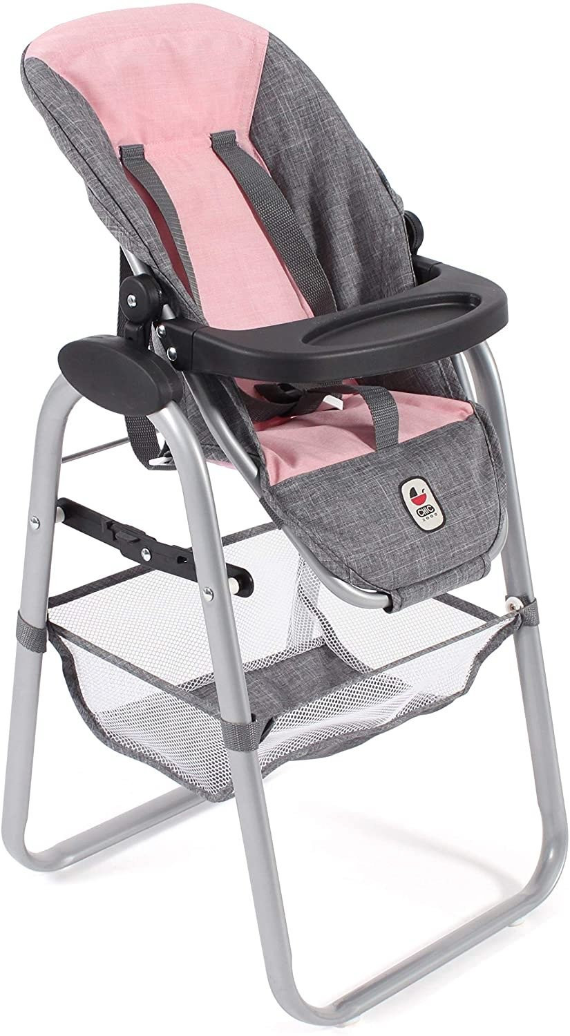 Krzesełko do karmienia lalek - różowo szare - Bayer Chic 655 15