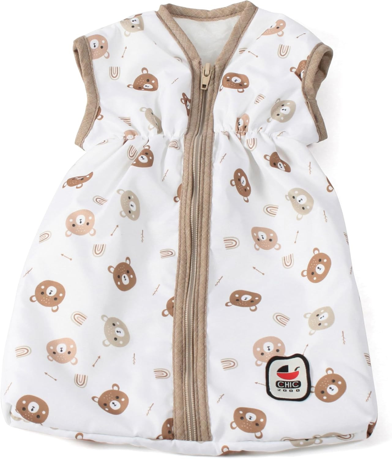 Bayer Chic 792 63 - Beżowy śpiworek dla lalek do 55 cm, wzór w  niedźwiadki