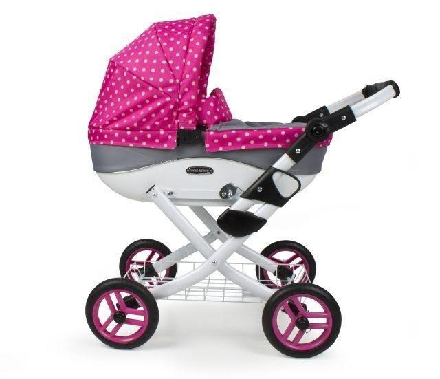 Wózek dla lalki - różowo - szary