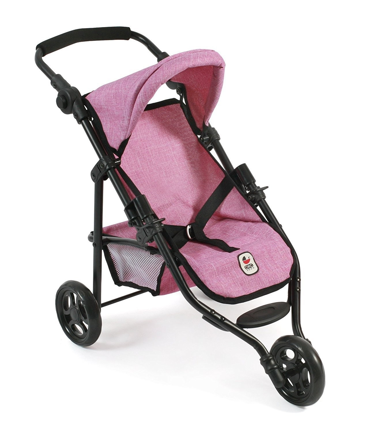 Trójkołowy wózek dla lalek - Bayer Chic - Różowy Jeans - model: 612 70