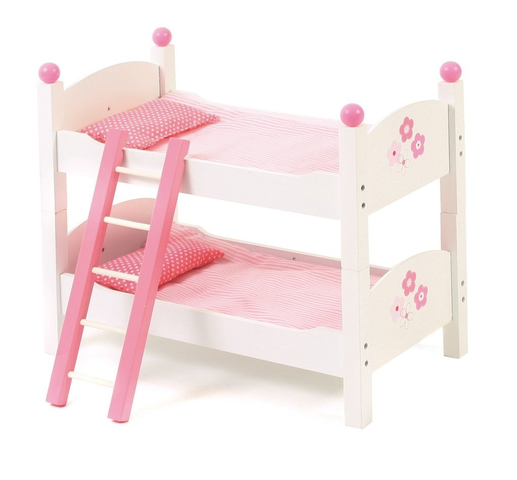 Drewniane łóżeczko dla lalek - Piętrowe - Bayer Chic