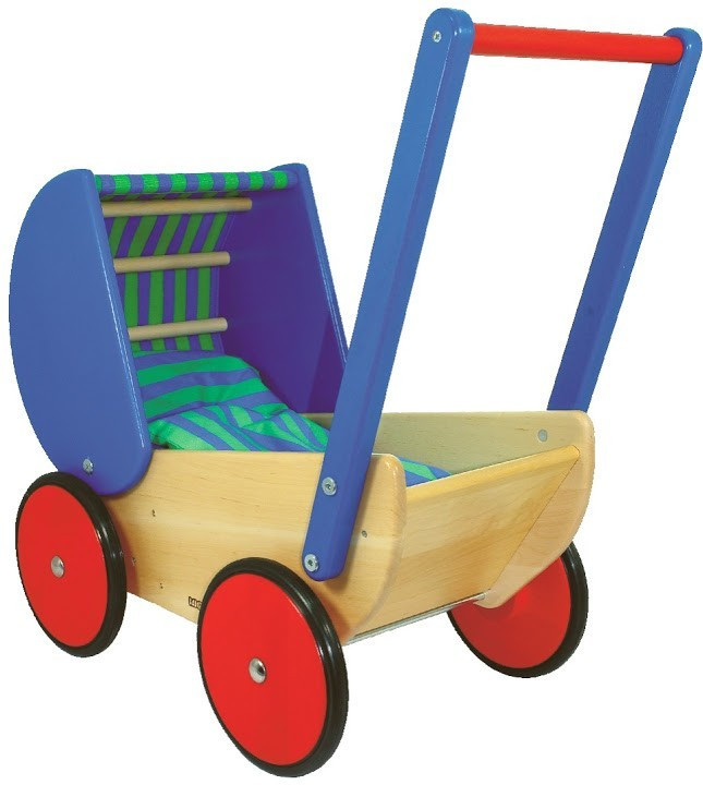 Wózek dla lalek od 12 miesięcy - drewniany - Bajo 74110